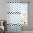thumbnail image 4 of Gradient Blue Sheer Curtains 45 Inches Long, Geometric Stripes Wave Chevron Pattern Light Filering Curtains, Breathable Simi Curtain Privacy Drapes for Kitchen Bathroom Small Window Treatment, 4 of 9