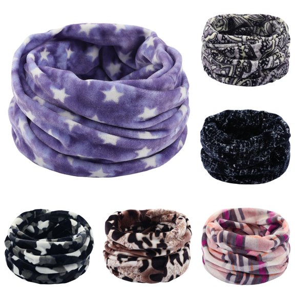 HNMKIU Autumn Winter Printed Warm Short Neck Cover Men Women Double Knit Bib Neckerchief ,M
