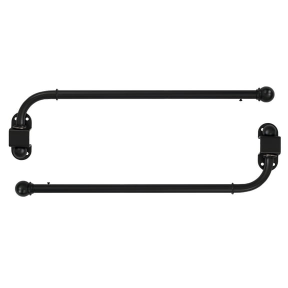 Urbanest 1/2” Adjustable Wall Mounted Swing Arm Rods 14"-24", Matte Black, Set of 2
