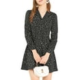 thumbnail image 5 of Allegra K Women's Polka Dots Notched Lapel V Neck Button Up Shirt Dress, 5 of 6