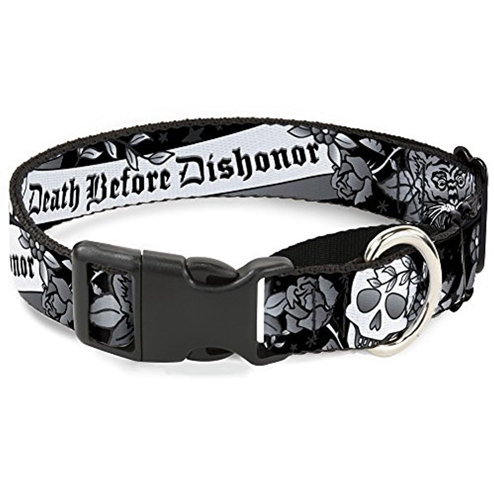 Buckle-Down "Death Before Dishonor Black White" Martingale Dog Collar