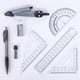 thumbnail image 2 of Juego de 8 piezas de geometría matemática, suministros para estudiantes con caja de almacenamiento irrompible y bolsa reutilizable, incluye reglas, transportador, brújula, lápiz, borrador. Para estudi Namotu CZBG-HQ76, 2 of 6