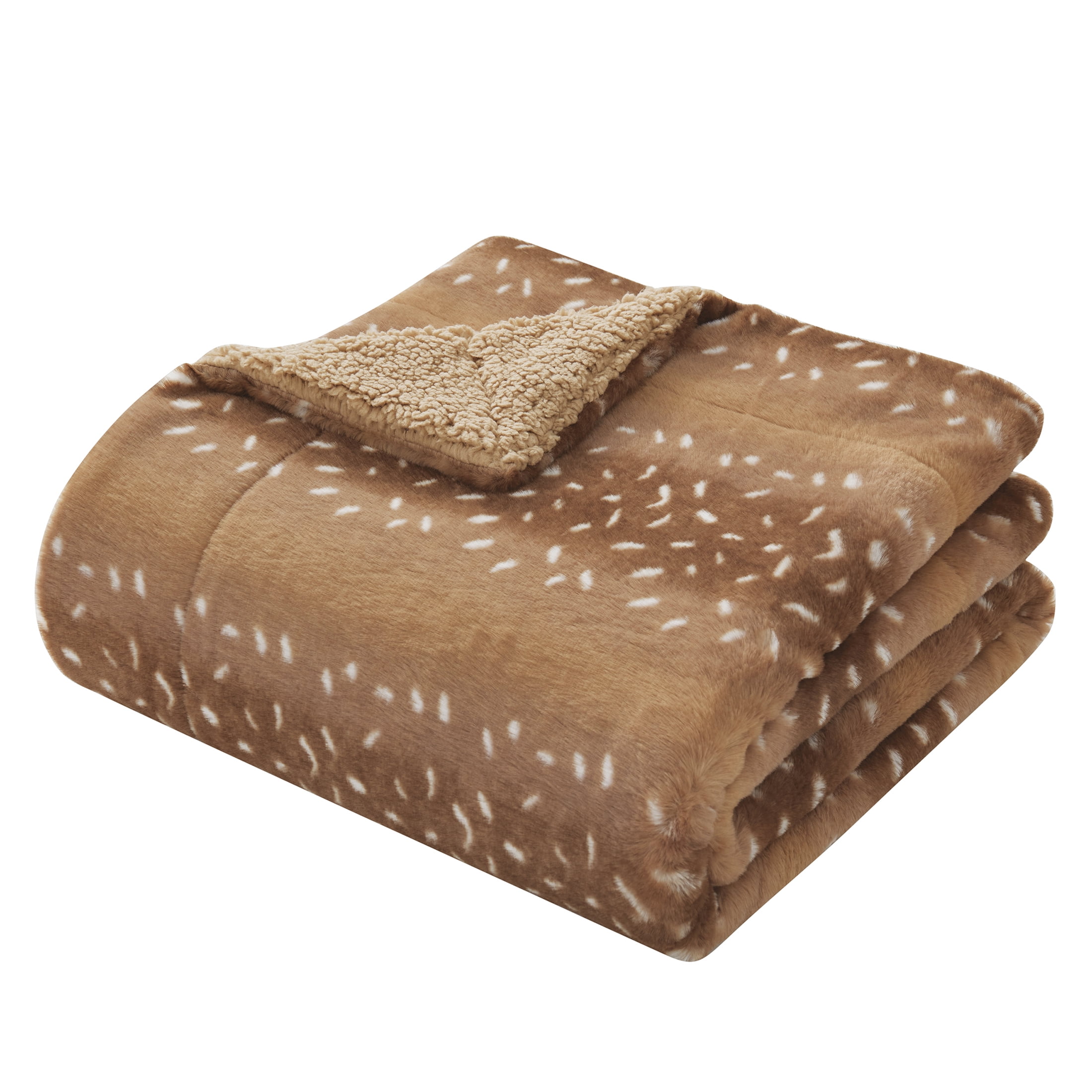 Better Homes & Gardens Brown Faux Fur and Sherpa Throw Blanket, Standard Throw