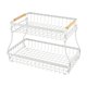thumbnail image 1 of Cesta de frutas de dos niveles, soporte para almacenar verduras con asas de madera y estructura metálica. Blanco, 1 of 9