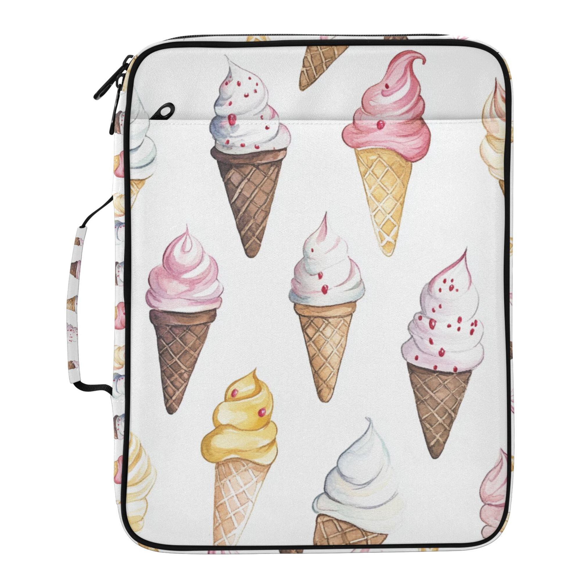 FORMRS Accordion File Folder A4 Size 7-Pocket Expanding Document Organizer Bag with 3 Ring Binder, Ice Cream Pattern