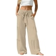 thumbnail image 5 of Certgust Hot Sales Under $25 Pants Pants for Women Wide Leg Flowy Palazzo Elastic Waist Drawstring with Pockets Summer Beach Vacation Clothes, 5 of 8