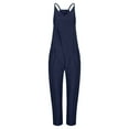 thumbnail image 4 of pstuiky Jumpsuits for Women, Womens Jumpsuit Solid Color V Neck Sleeveless Jumpsuit Spaghetti Strap Jumpsuit Loose Rompers One Piece Jumpsuits Casual Overalls with Pockets Navy l, 4 of 6
