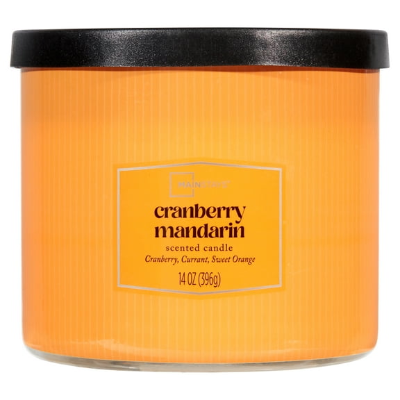 Mainstays 3-Wick Textured Wrapped Cranberry Mandarin Scented Candle, 14 oz
