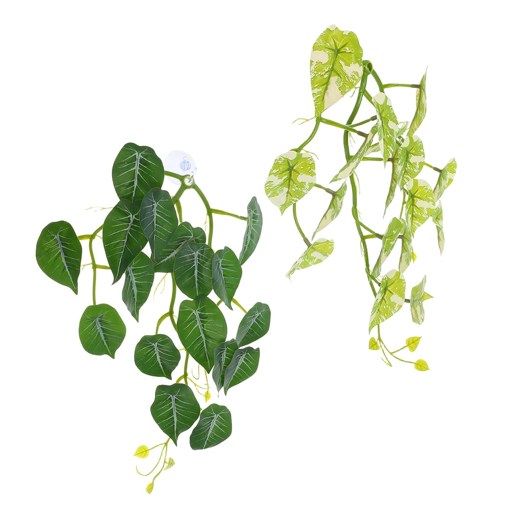 FOMIYES 2-Pack Realistic Reptile Hanging Plants for Turtle Decor, Artificial Terrarium Accessories for Aquarium