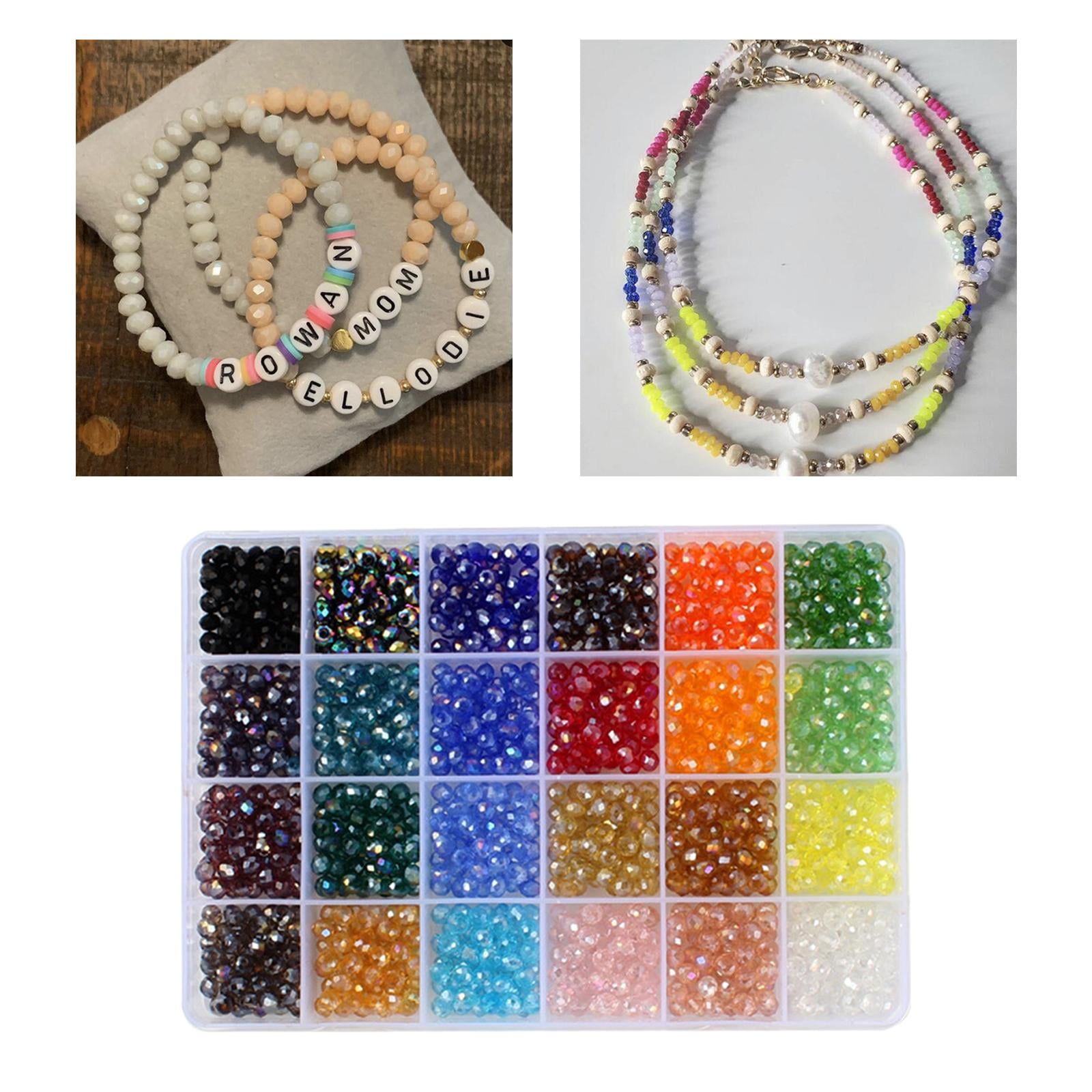 Milageto 1200PCS Glass Crytal Beads 6mm DIY Craft Round Beads Colorful Loose Spacer Beads
