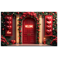 thumbnail image 3 of Welcome Banner Backdrop Decorative Pink Bows Romantic Valentines Day Hearts String Lights Party Wedding Anniversary Celebration Photo Props Poster Background, 3 of 4
