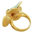 thumbnail image 2 of Fashion Alloy Yellow Gold-Tone Turquoise-Tone Enamel CZ Cocktail Flower Ring, 2 of 2