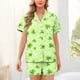 thumbnail image 2 of Blusa de Manga Corta Casual Turndown Botón Impresión Y Pantalones Cortos para las Mujeres Set Corto de Verano, 2 of 6