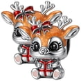 thumbnail image 2 of Dije reno plata regalo Xmas CharmXmasDeer01 2Pzas Plata S925 Chapa Charm Separador Venado Varios/Plata., 2 of 3