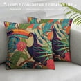 thumbnail image 3 of Leisuo Toucans Throw Pillow Covers Birds Tropical Leaves and Flowers Floral Nature Decorative Cushion Case for Merry Christmas Men Women Home White, 3 of 5