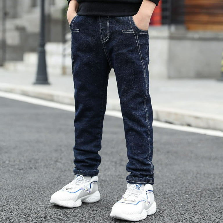 Boys Pants Boys' Straight Leg Jeans Regular Fit Denim Stretch