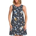 thumbnail image 1 of Disketp Space Cars para Vestido sin Mangas para Mujeres, Vestidos de Verano para Mujeres, Casual y Holgado para la Playa, 1 of 7