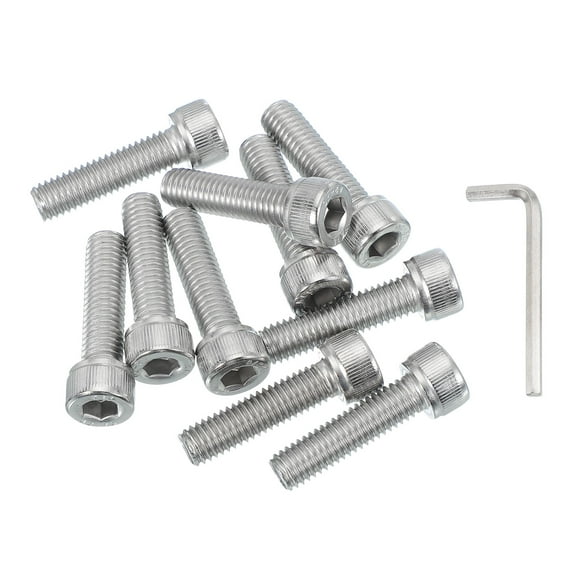 Uxcell 10 Pcs M8 x 30mm Hex Socket Head Cap Screws Bolts, 304 Stainless Steel Screws with Wrench