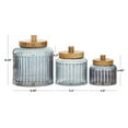 thumbnail image 5 of DecMode 8", 6", 5"H Gray Glass Decorative Jars with Wood Lids, 3-Pieces, 5 of 11