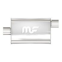 MagnaFlow Performance Muffler 11366-2.5/2.5 Inlet/Outlet - Offset/Center Configuration - 4 x 9 x 11 Oval Body Shape - Stainless Steel Straight-Through Universal Muffler