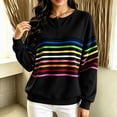 thumbnail image 5 of Enjoytime Sweatshirt for Women Striped Long Sleeve Half Button Pullover Tops Fall Fashion Casual Crew Neck Sweatshirts, 5 of 7