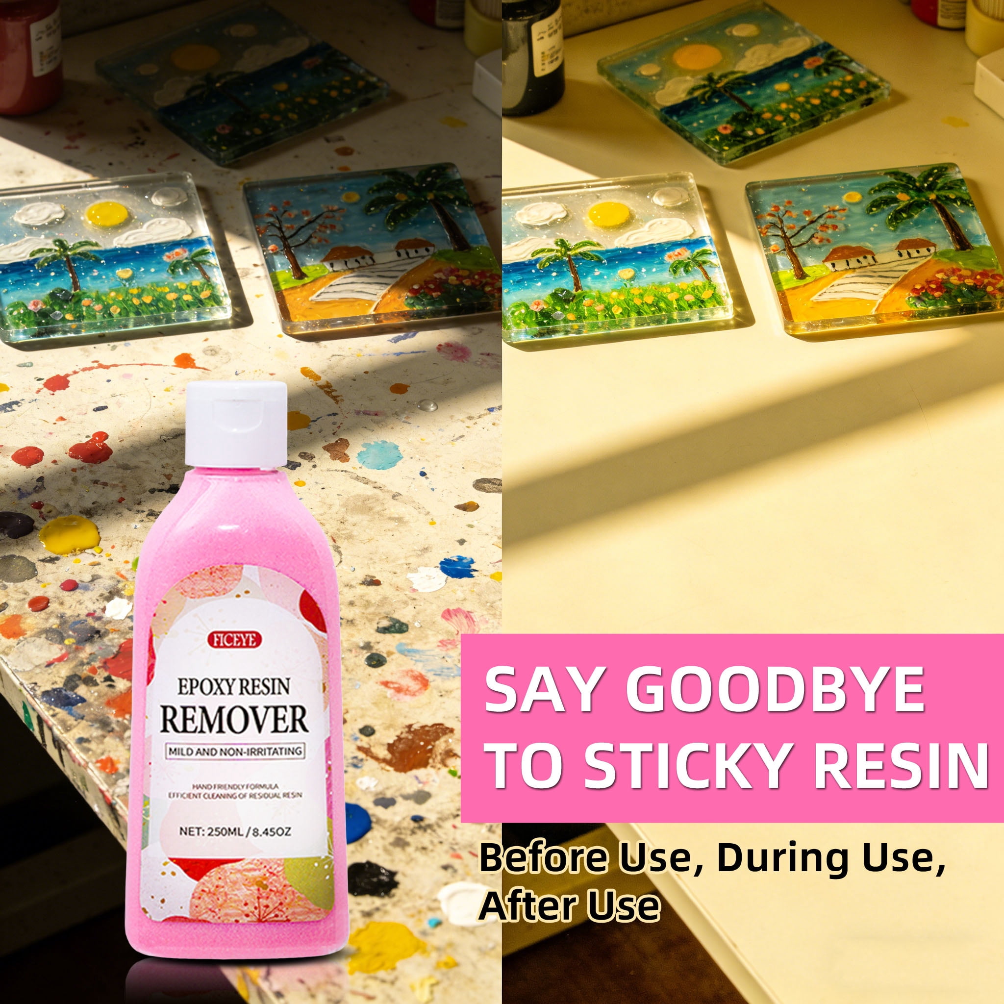 2Gallon Crystal Clear AB Epoxy Resin Kit, With 500g Resin Cleaner & 6 Color Pigments, Bubble-Free, Anti-Yellowing, Self-Leveling, 1:1 Easy Mix Ratio, Ideal For Coating, Casting, Tabletops, Molds, Mu