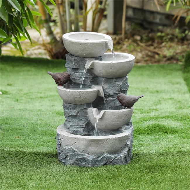 Details about   Outdoor Water Fountain 35" High Cascading Tiered Waterfall for Yard Garden 
