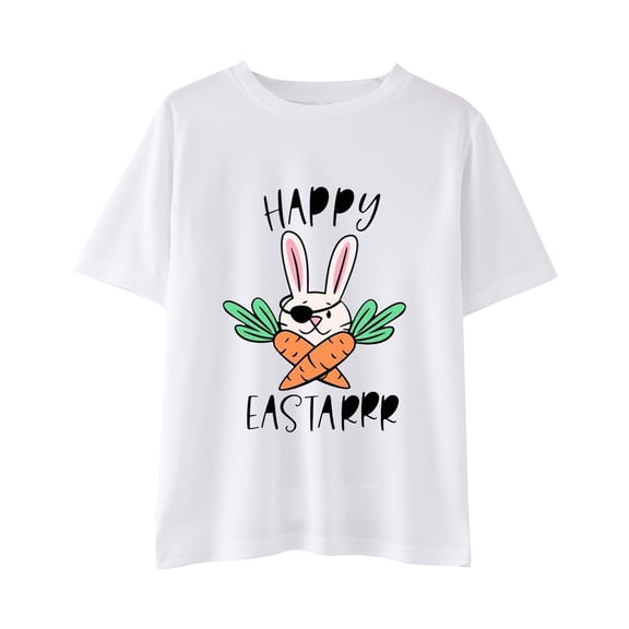 Generic Easter Day Colorful Striped Shirt Prints Shirts Toddler Girl Boys Short Sleeve Bunny T Shirt Kids Girls Tee Tops
