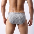 thumbnail image 4 of khonts Men's Soft Pouch Briefs Seamless Ribbed Underwear Low Rise Breathable Trunks Stretchy Underpants Grey M, 4 of 8