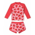 thumbnail image 2 of Fesfesfes Kids' Summer Printed 2-Piece Sets Swimsuit with Sunscreen Long Sleeves and Shorts Ideal for Family Vacations,Swim Wear,and Sunny Days(Red,10 Years), 2 of 3