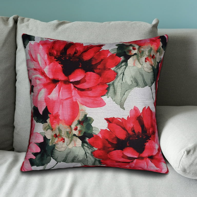 Floral Printed Throw Pillow Covers for Sofa Couch Bed 