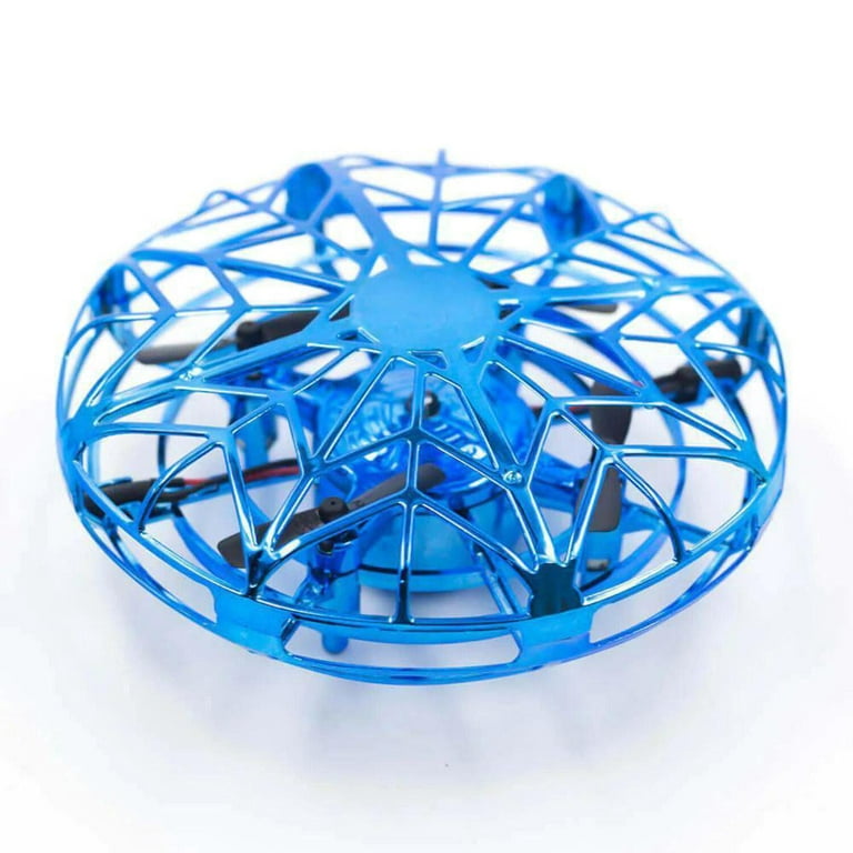 Ufo Drone Flying Spinner Mini Drone Toy Hand Controlled Auto-Avoiding Obstacles, Blue