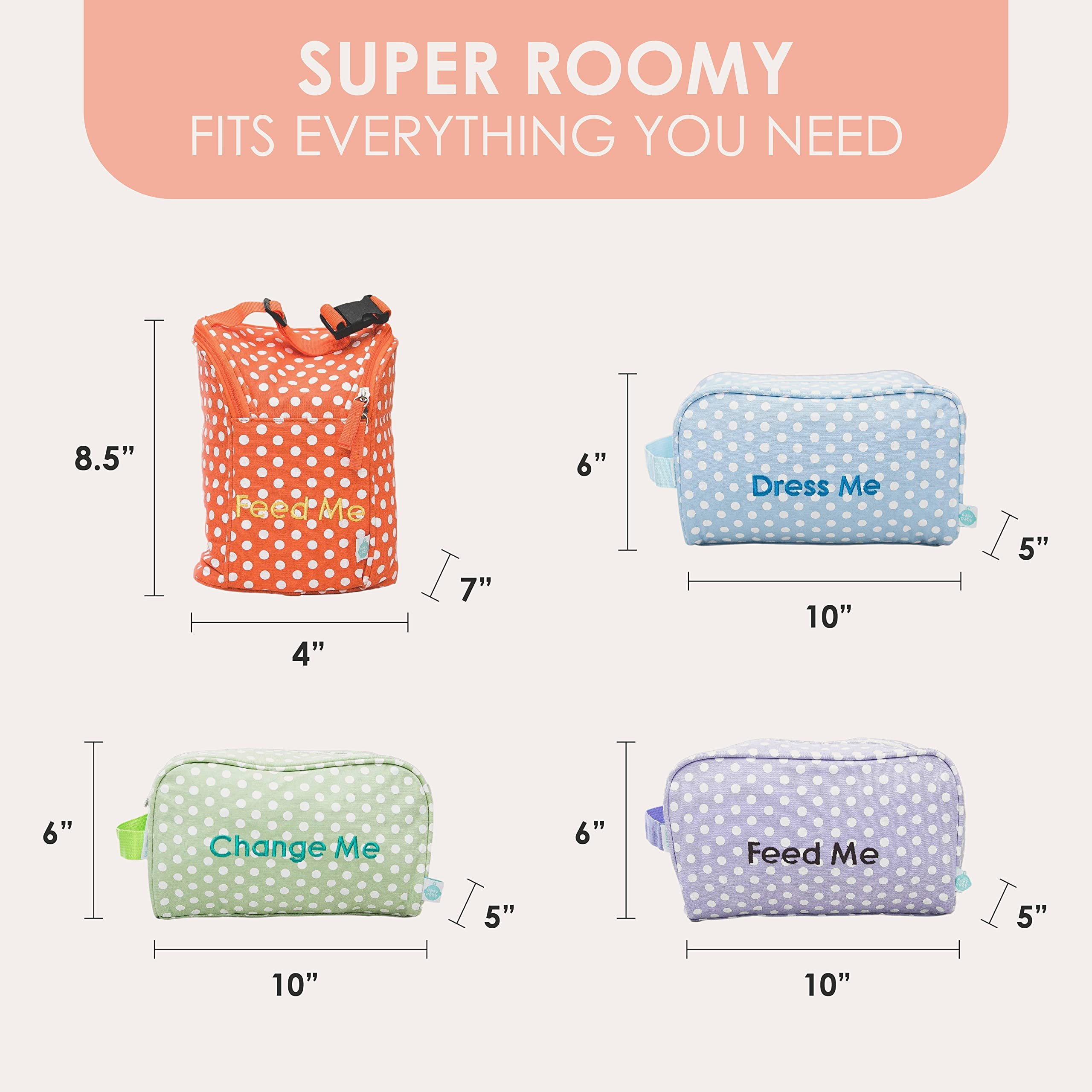 Easy Baby - Diaper, Bottle, and Supplies - Organizer Pouches - Change, Feed, and Dress Me 4 Pack Laguna  Organizing Packing Tote Cubes for Baby Items  Good for Travel and Keeping Organized