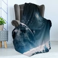 thumbnail image 4 of Universe Soft Flannel Fleece Blanket, Another World Landscape Atmosphere Crater Galaxy Nebula Outer Space Infinity, Cozy Plush for Indoor and Outdoor Use, 50" x 70", Dark Blue White, by Ambesonne, 4 of 5