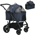 thumbnail image 1 of PawHut 2 in 1 Dog Stroller with Detachable Carriage Bag for S Dogs, Blue, 1 of 10