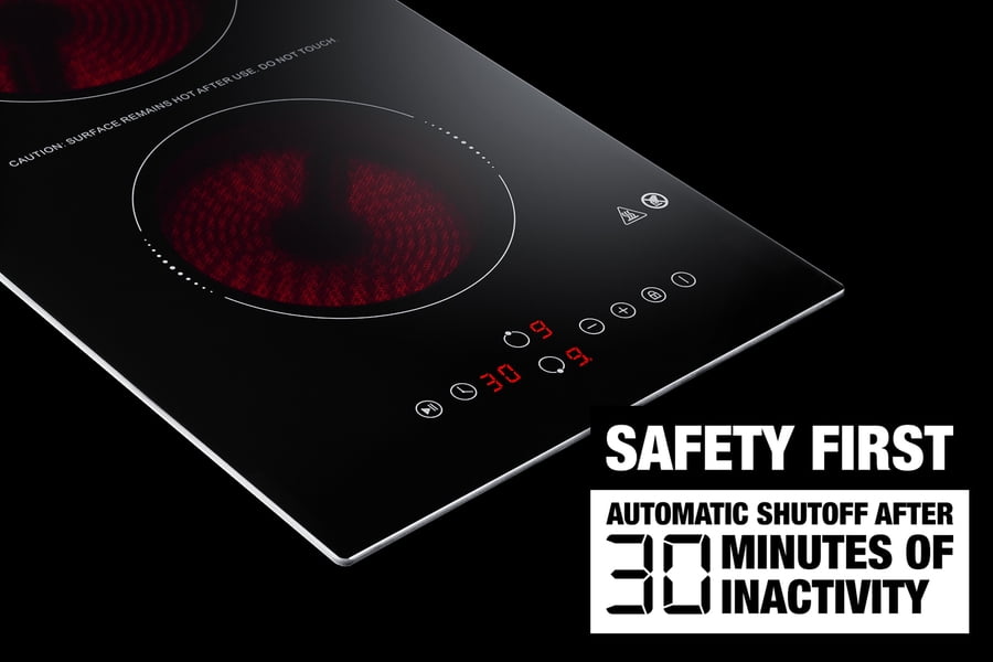 12" Wide 115V 2-Burner Radiant Cooktop With Safety Shutoff
