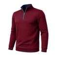 thumbnail image 5 of Yaoyar Men's Jacquard Sweatshirt Fabric Stand Collar Long Sleeve Quarter Zip Pullover Soft Warm Casual Hoodie, 5 of 8