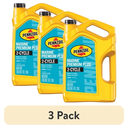 (3 pack) Pennzoil Marine Premium Plus 2-Cycle Synthetic Blend Engine Oil, 1 Gallon