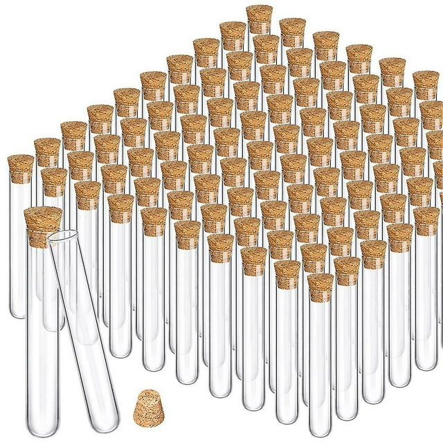100pcs Glass Test Tubes With Cork Clear Stoppers Round Bottom Lab Test Alcohol Tampons Tubes Contai