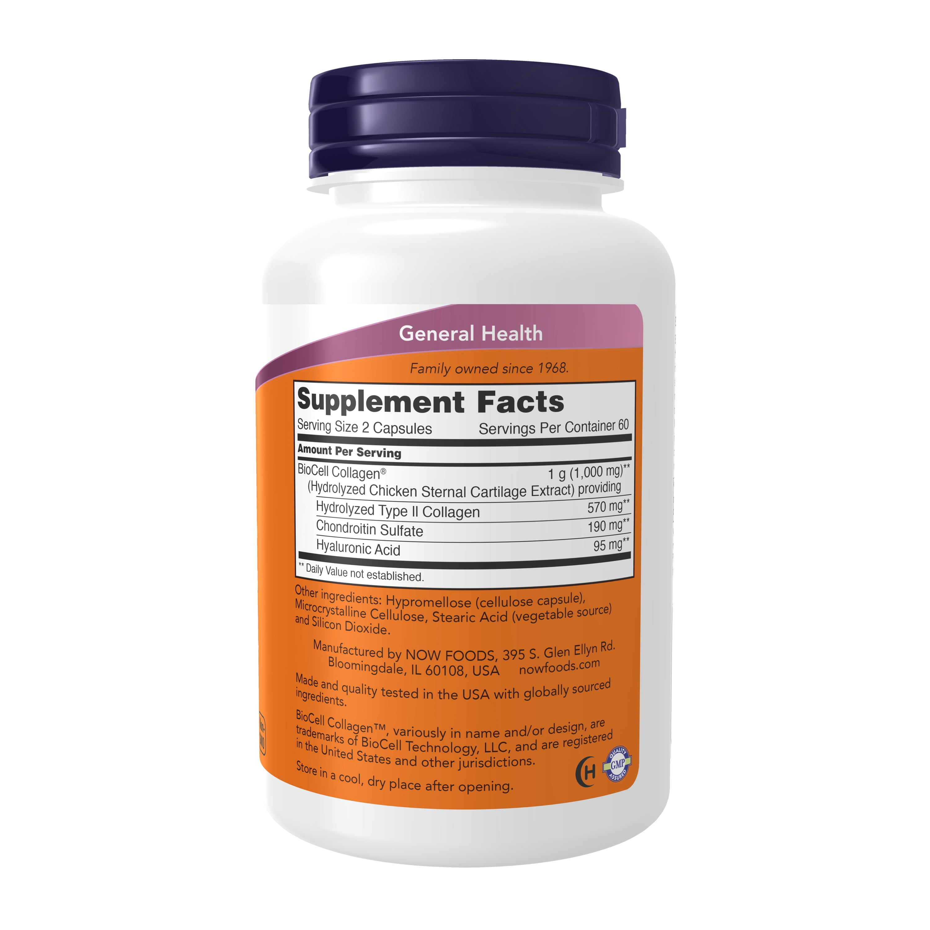 NOW Supplements, BioCell Collagen® Hydrolyzed Type II, Clinically Validated, 120 Veg Capsules