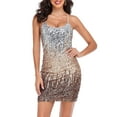 thumbnail image 2 of PrettyGuide Womens Sexy Sparkly Sequin Party Club Dress Adjustable Spaghetti Strap Shimmer Bodycon Mini Dress, 2 of 7