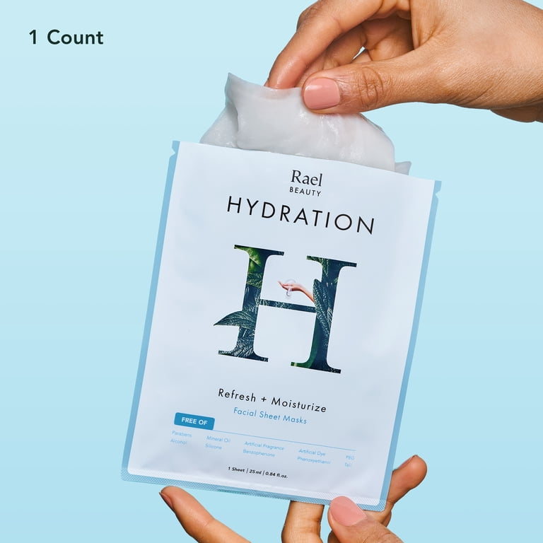 Rael Beauty Hydration Facial Sheet Mask for Dry Skin, Refresh and
