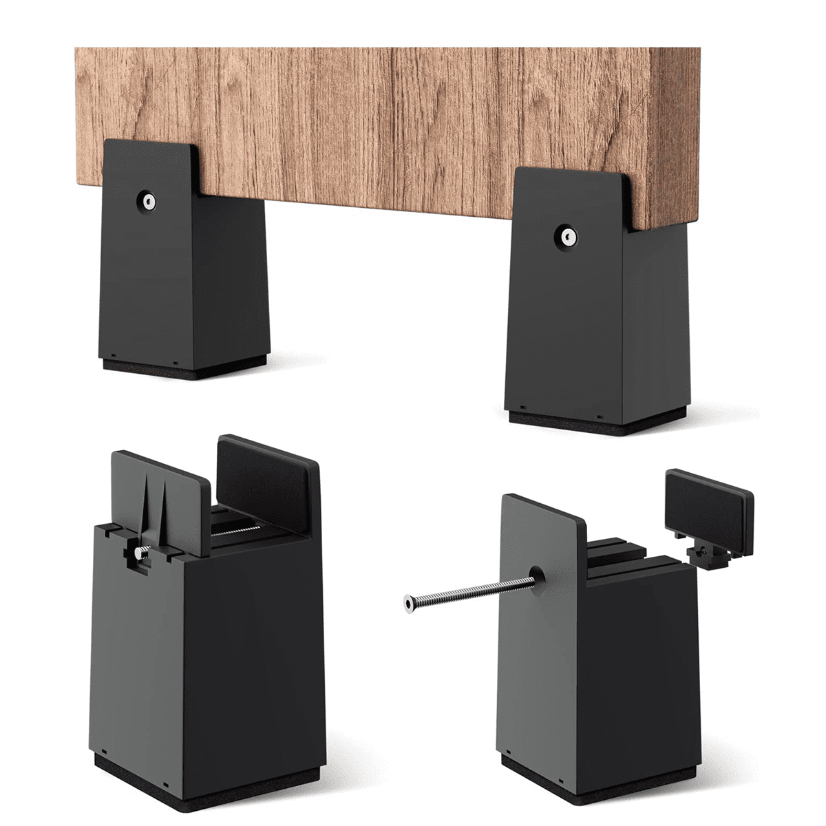 Bed Risers, 4 Inch Adjustable Desk Riser Blocks with Screw Clamp 4 Pack Heavy Duty Chair Raisers Fits 0-2