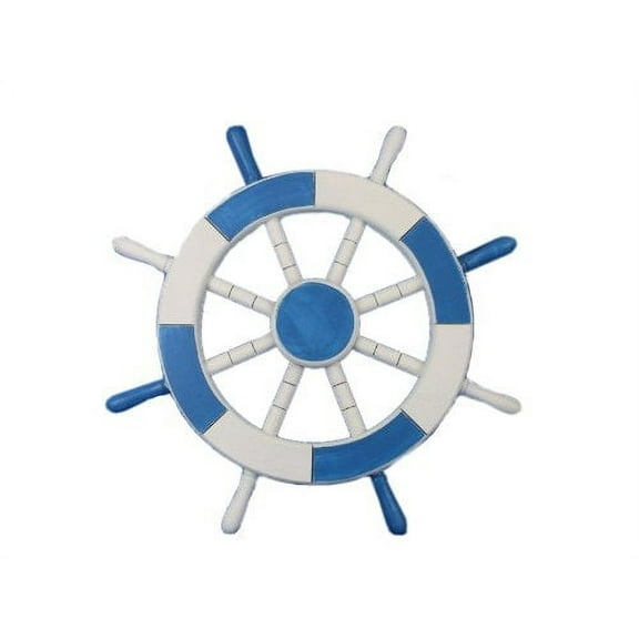 "Nagina International 24"" Nautical Antique Light Blue White Ship Wheel -   Pirate Home Decorative Wall Hanging"