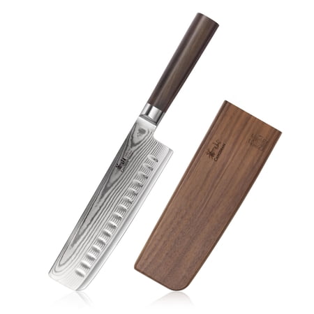 Cangshan HAKU Series Nakiri Knife with Sheath, X-7 Damascus Steel (7-Inch)
