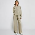 thumbnail image 2 of Women’s Two Piece Lounge Set Long Sleeve Half Zip Pullover Sweatshirt and Wide Leg Drawstring Pants Comfortable Outfit, 2 of 2