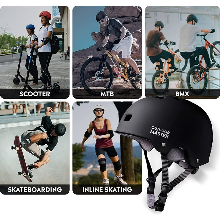 OutdoorMaster Skateboard Cycling Helmet Two Removable Liners Ventilation Multi Sport Scooter Roller Skate Inline Skating Rollerblading for Kids