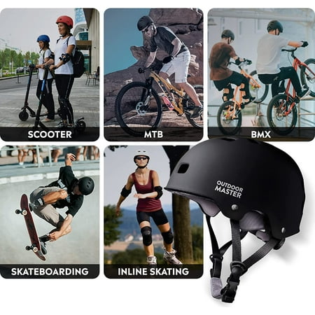 OutdoorMaster Skateboard Cycling Helmet - Two Removable Liners Ventilation Multi-Sport Scooter Roller Skate Inline Skating Rollerblading for Kids, Youth & Adults