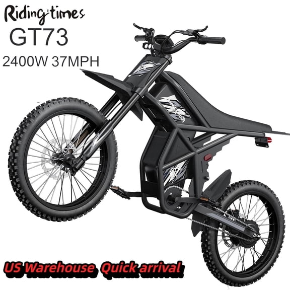 Ridingtimes GT73 Electric Dirt Bike for Adults 2400W 48V Electric Motorcycle 1747Wh Dual Battery 37 MPH 85 mile Range Dual Hydraulic Brakes 6 Layers Full Suspension