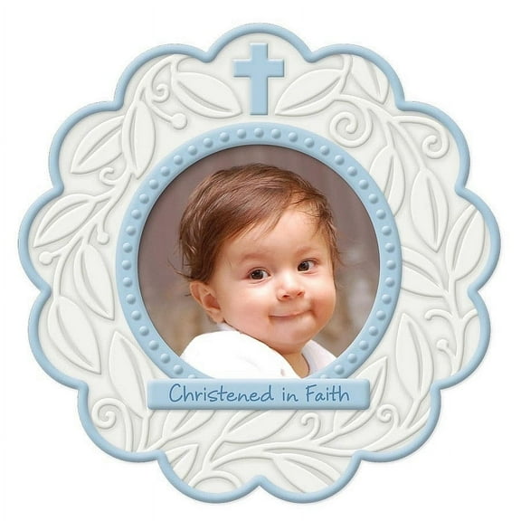 Blue Round CHRISTENED IN FAITH by Enesco - 3x3
